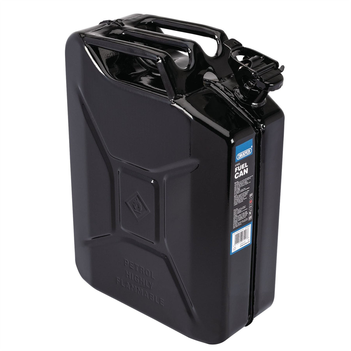 Draper Steel Fuel Can 20L Black 07257 White Rose Tools
