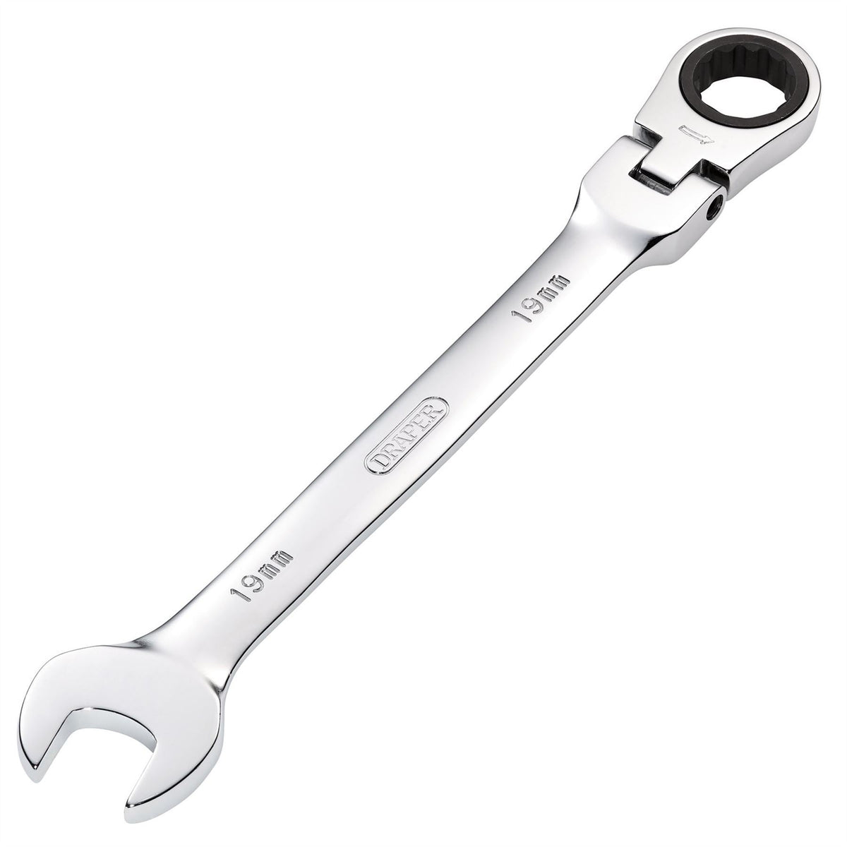 Draper HI-TORQ® Metric Flexible Head Ratcheting Combination Spanner 19mm 52021 White Rose Tools