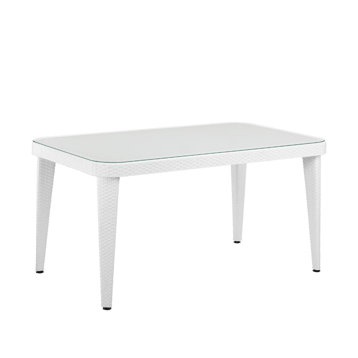 Dellonda Outdoor Dining Table Weather Resistant Body Glass Table 90x150cm