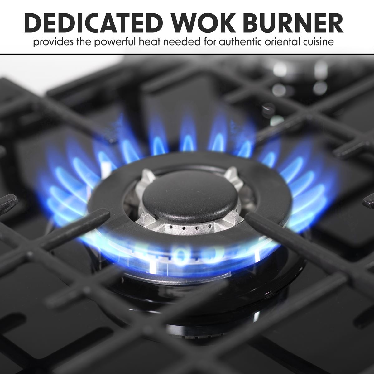 Baridi 60cm Gas on Glass Hob, 4 Burner and Cast Iron Pan Supports, Black Glass White Rose Tools