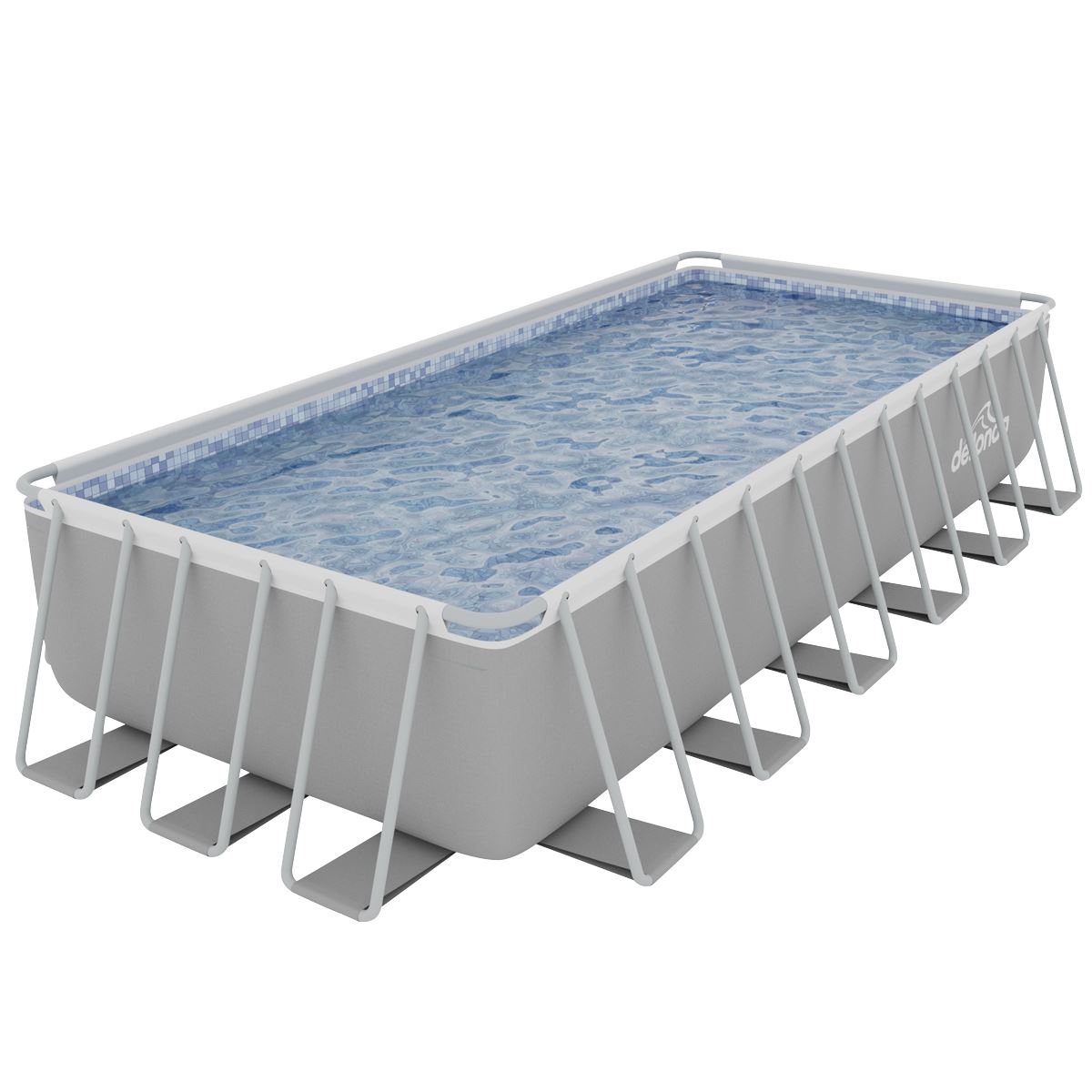 Dellonda 25ft Deluxe Steel Frame Swimming Pool with Step Ladder, Ground Covers and Filter Pump White Rose Tools