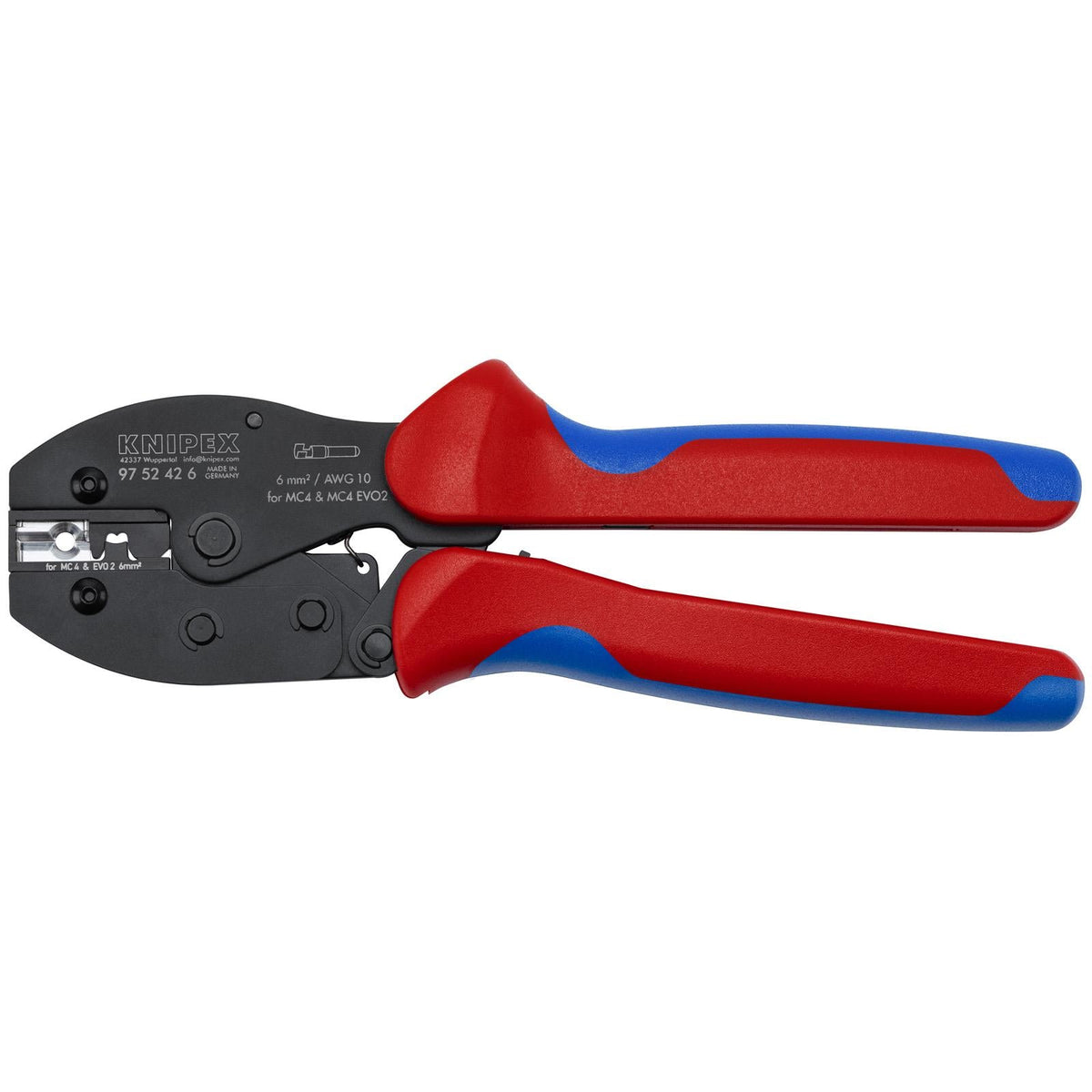 KNIPEX PreciForce Crimping Pliers for MC4®/MC4® Evo 2 Connectors 220mm 97 52 42 6 SB White Rose Tools