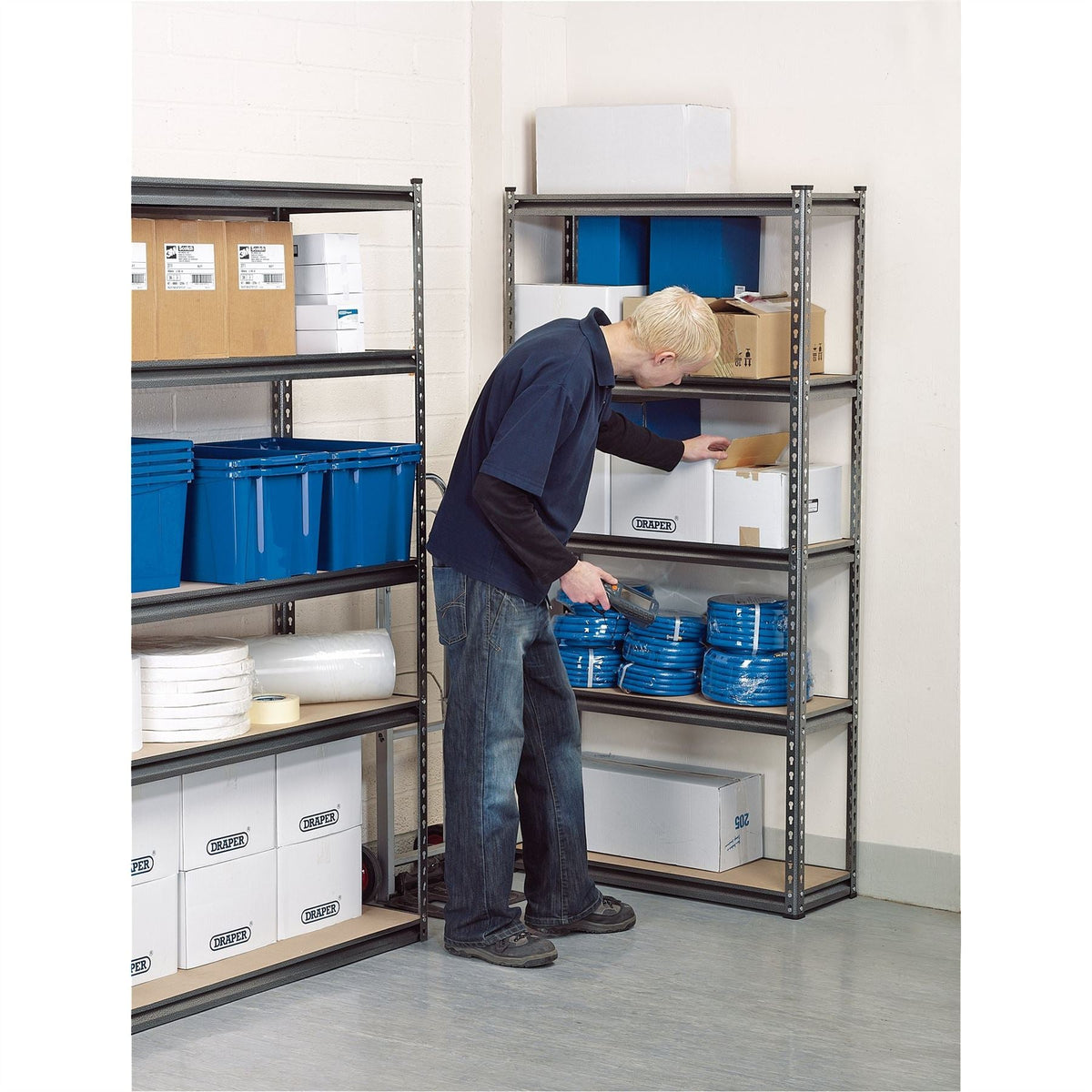 Draper Expert Heavy Duty Steel Shelving Unit 5 Shelves L920 x W305 x H1830mm 21659 White Rose Tools
