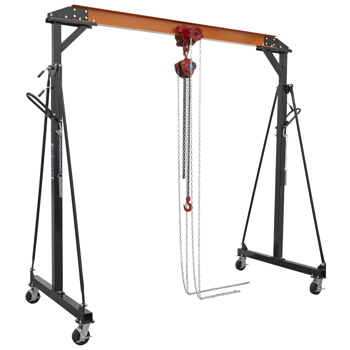Sealey Portable Adjustable Gantry Crane with Geared Trolley Combo 1 Tonne