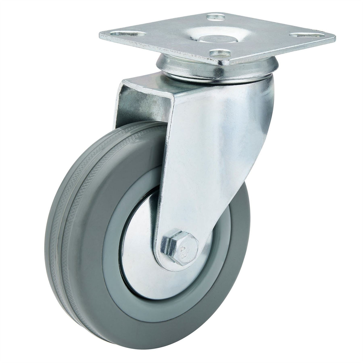 Draper Swivel Plate Fixing Rubber Castor 100mm Diameter S.W.L. 80kg 65478 White Rose Tools