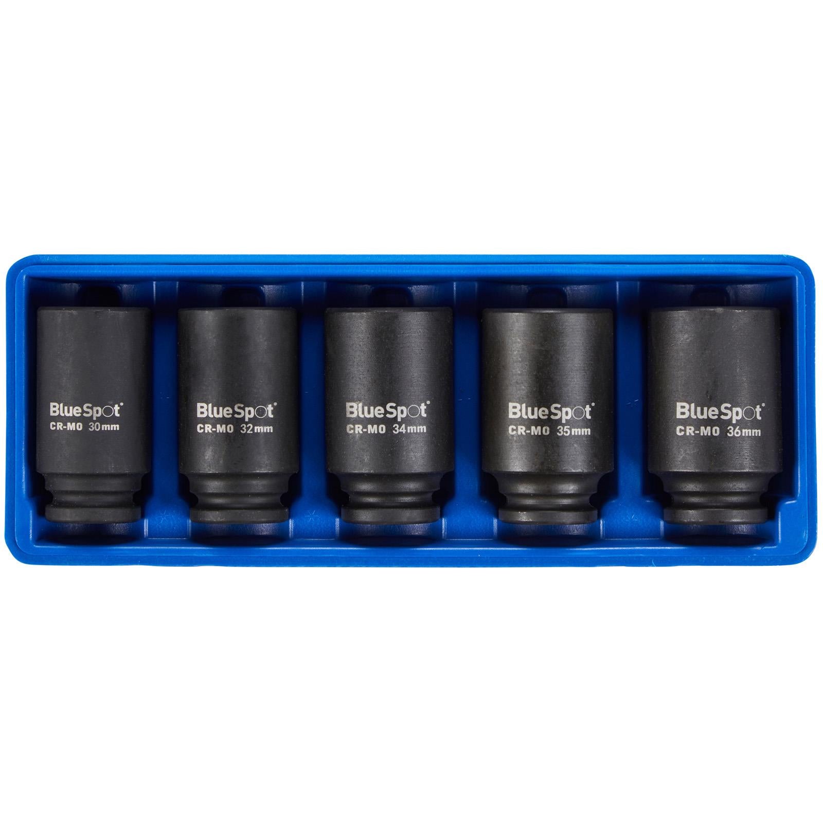 BlueSpot Impact Hub Socket Set 1/2" Drive Chrome Molybdenum 30-36mm 5 Piece