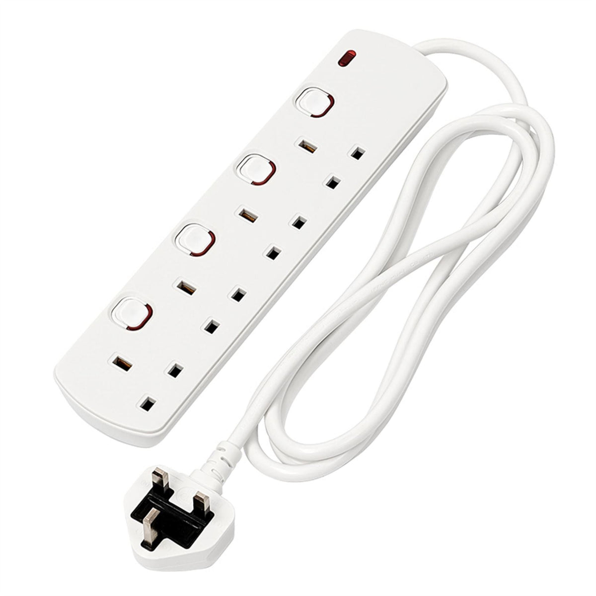 Draper 4 Way White Switch Protected Extension Lead 2m 30915 White Rose Tools