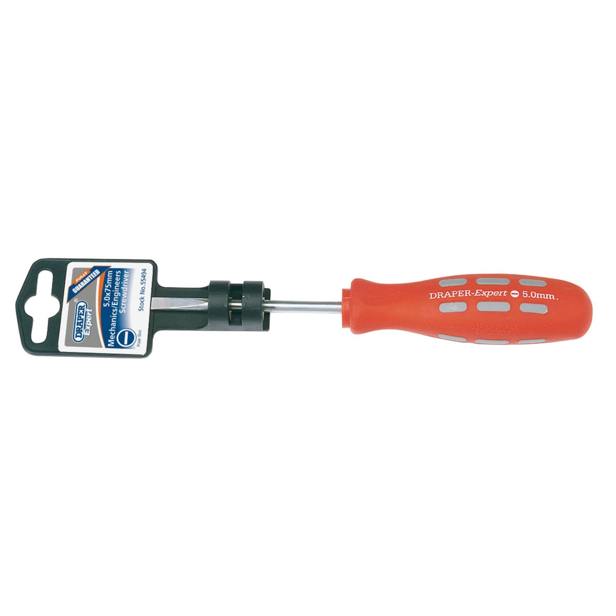Draper Expert Plain Slot Parallel Tip Mechanics Screwdriver 5 x 75mm 55494 White Rose Tools