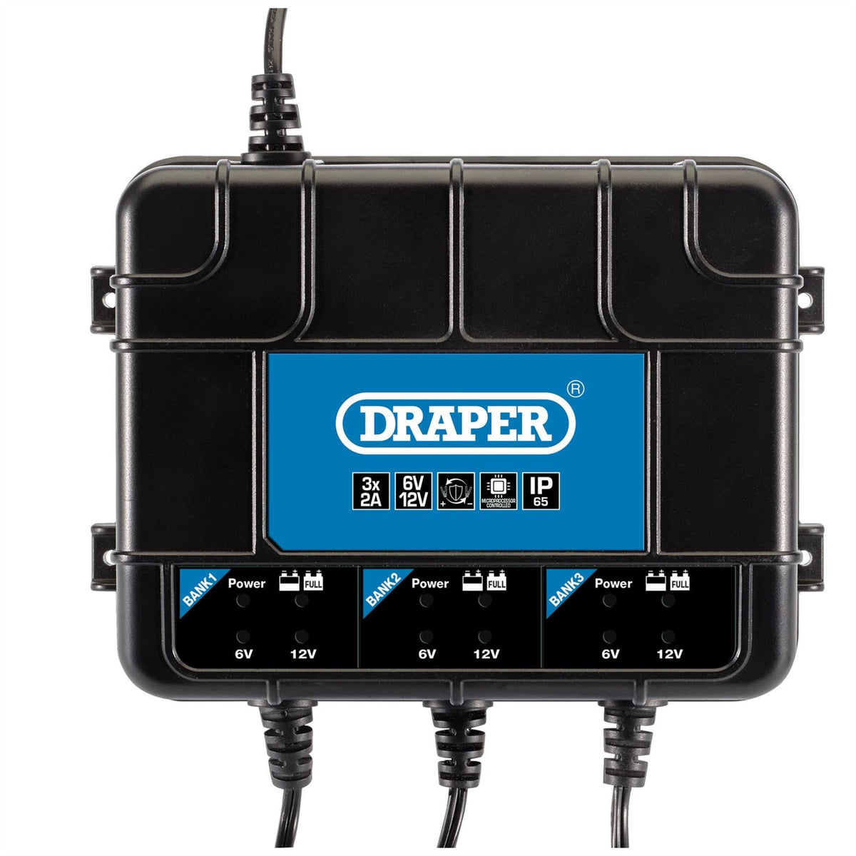 Draper 6/12V 3 Bank Charger Station 53172 White Rose Tools