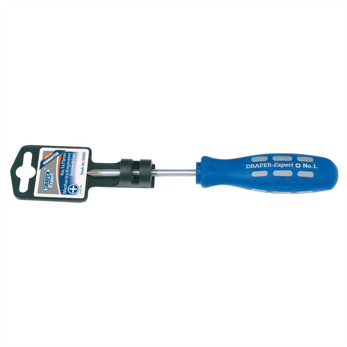 Draper Expert Cross Slot Mechanics Screwdriver No.1 x 75mm 55500 White Rose Tools