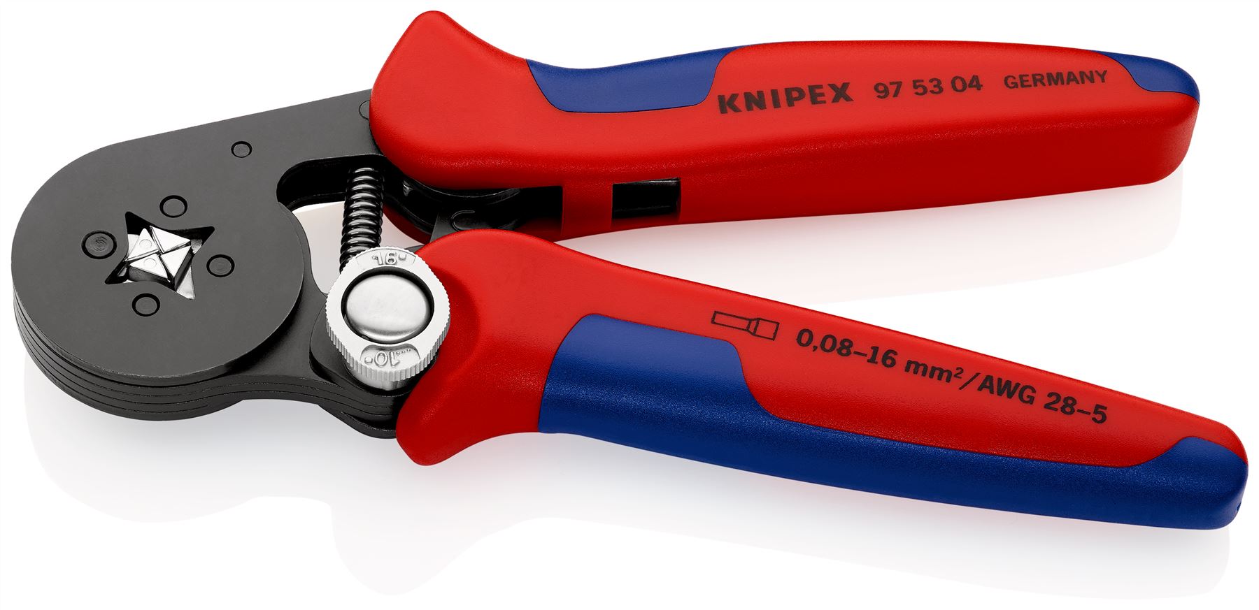 KNIPEX Self Adjusting Crimping Pliers for Wire Ferrules with Lateral Access 0.08-16mm² 180mm Multi Component Grips 97 53 04 SB
