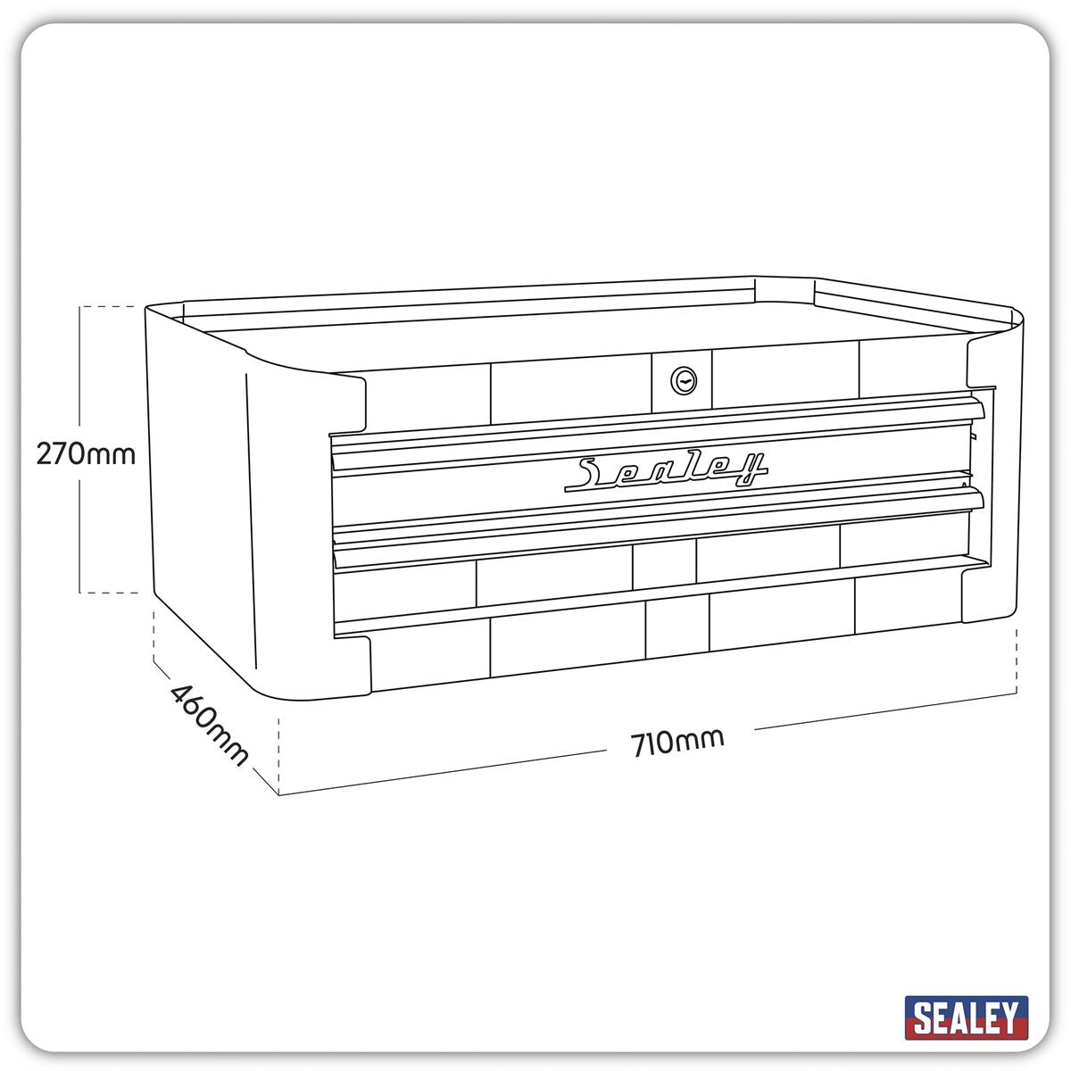 Sealey Premier Mid-Box Tool Chest 2 Drawer Retro Style - Blue with White Stripes