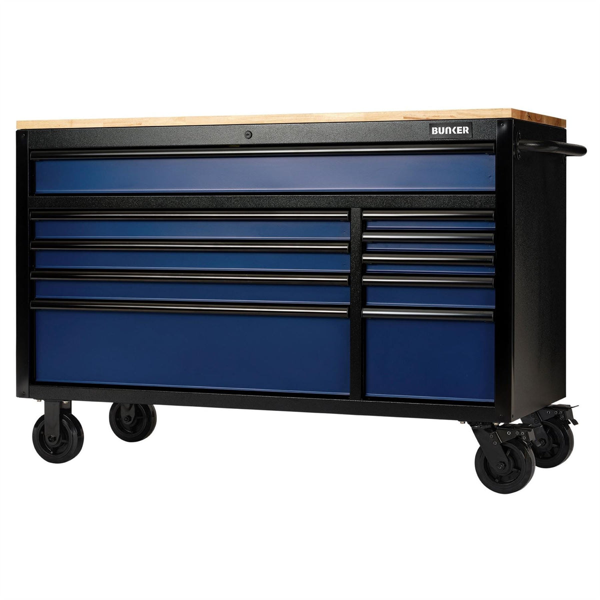 BUNKER 10 Drawer Workbench Roller Tool Cabinet 56" Blue 27223 White Rose Tools