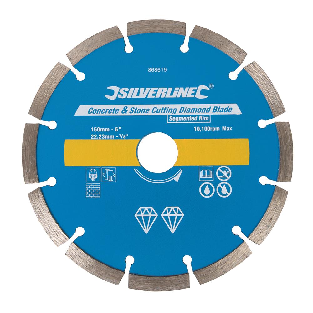 Silverline Concrete & Stone Cutting Diamond Blade 150 x 22.23mm Segmented Rim 868619