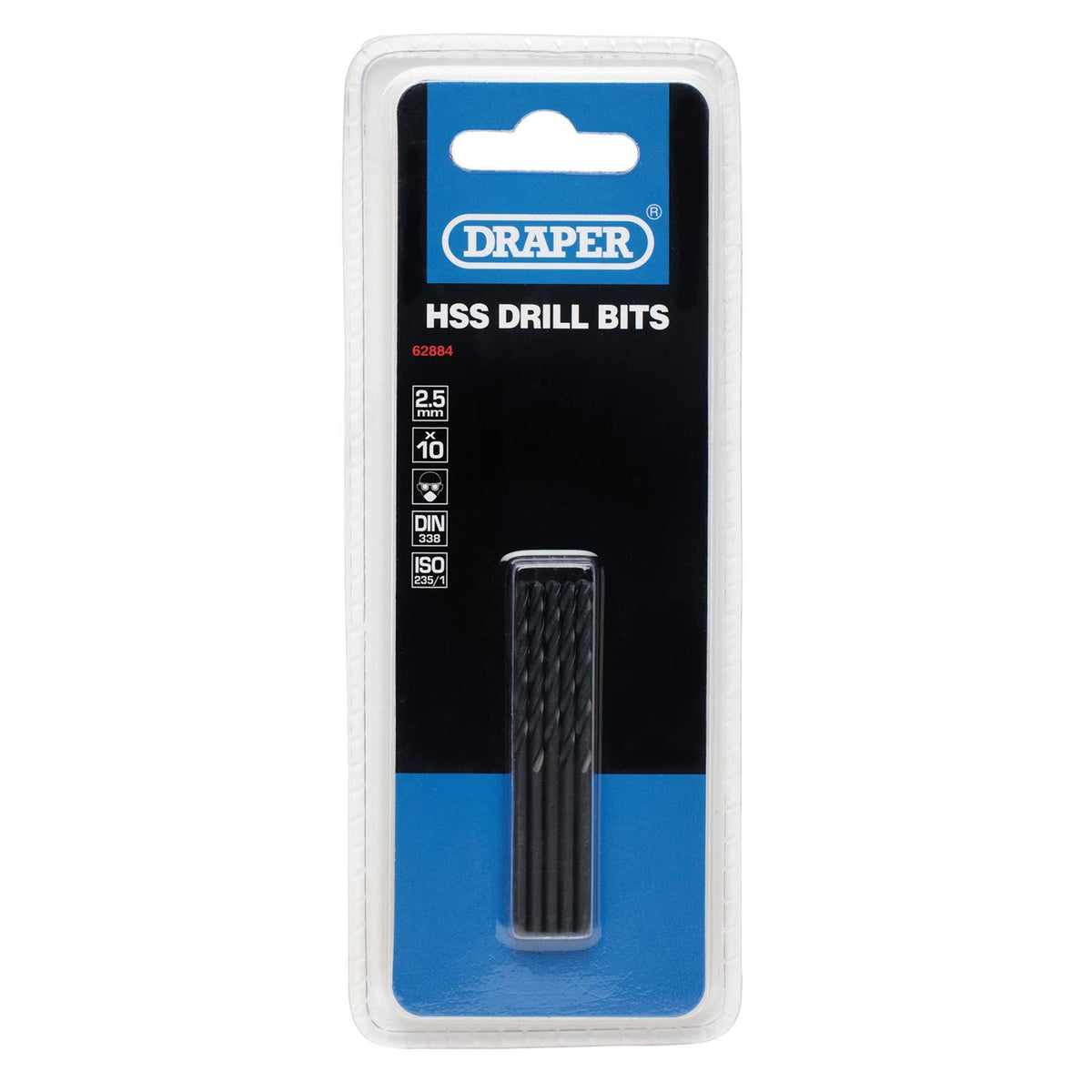 Draper HSS Twist Drill Bits 2.5 x 55mm (Pack of 10) 62884 White Rose Tools