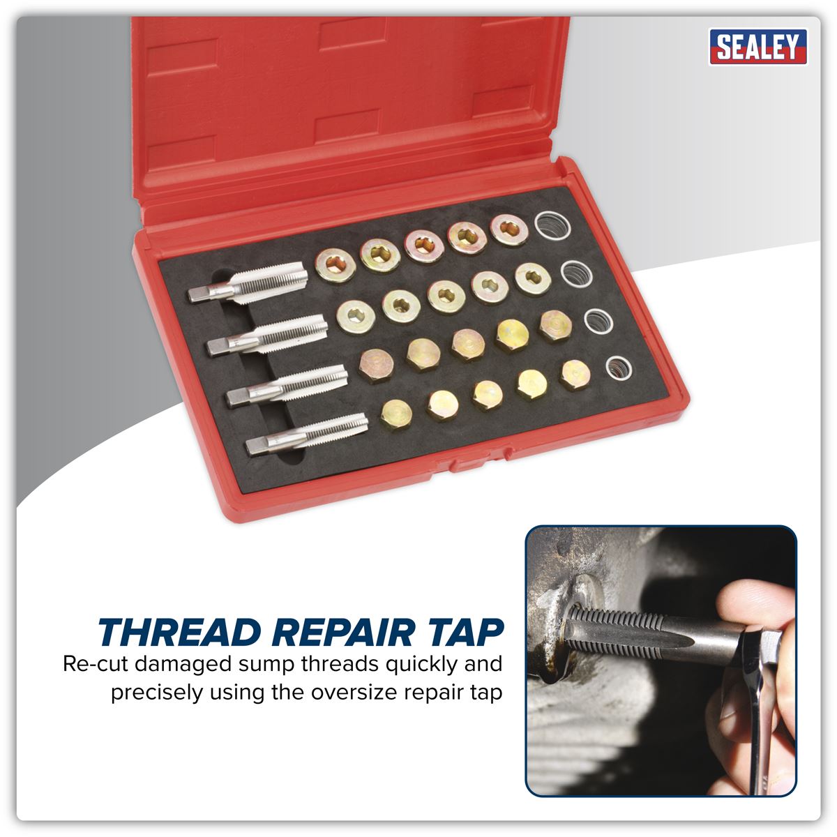 Sealey Drain Plug Thread Repair Set - White Rose Tools