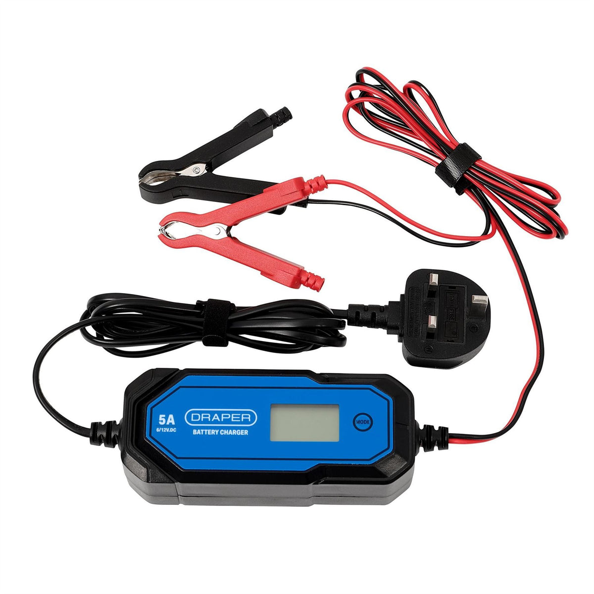 Draper 5A 6/12V Smart Battery Charger LCD 32307 White Rose Tools