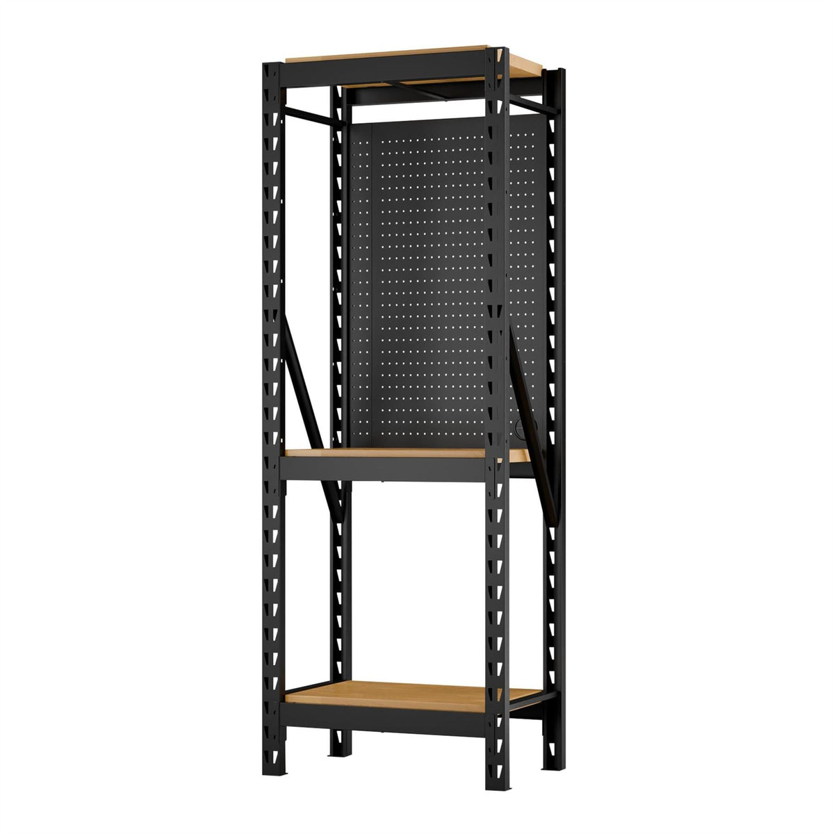 BUNKER 17 Piece Modular 3 Tier Racking with Hardwood Shelving and Pegboards 750mm 39683 White Rose Tools