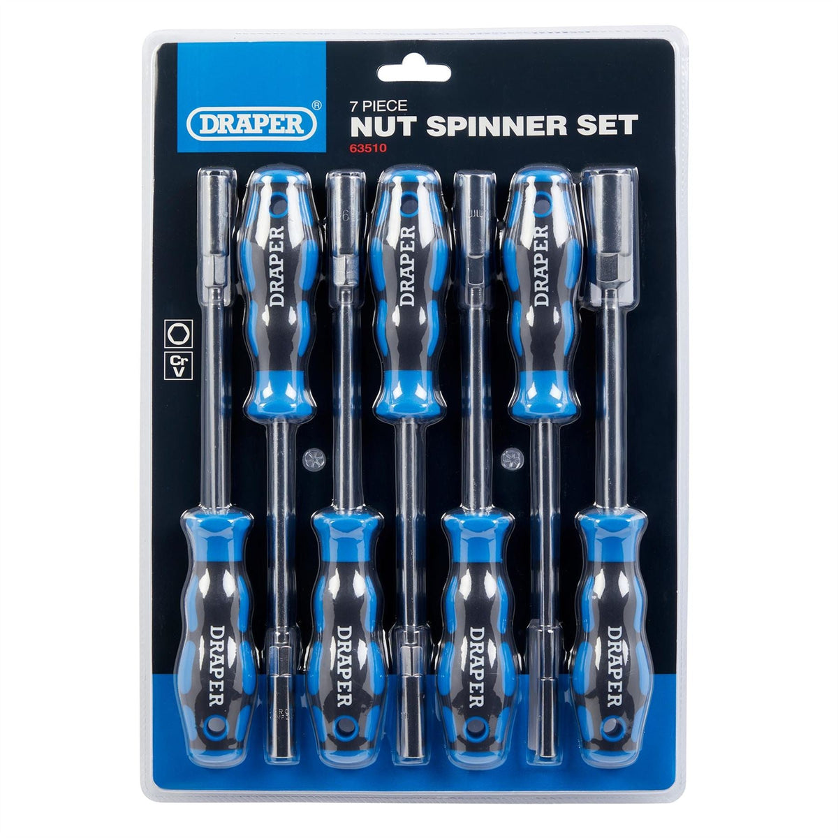 Draper Soft Grip Nut Spinner Set (7 Piece) 63510 White Rose Tools