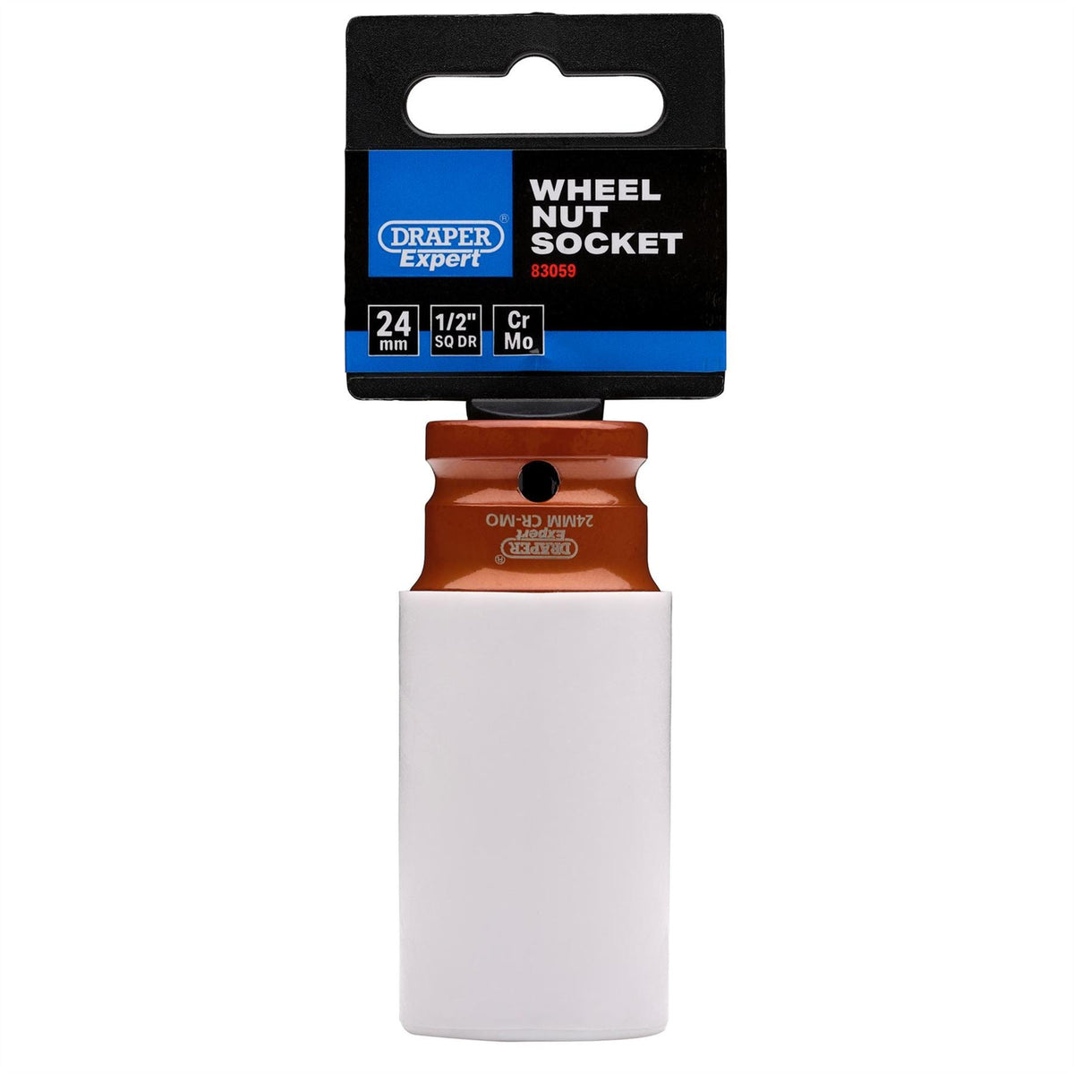 Draper HI-TORQ® Wheel Nut Socket for Alloy Wheels 1/2" Sq. Dr. (24mm) 83059 White Rose Tools