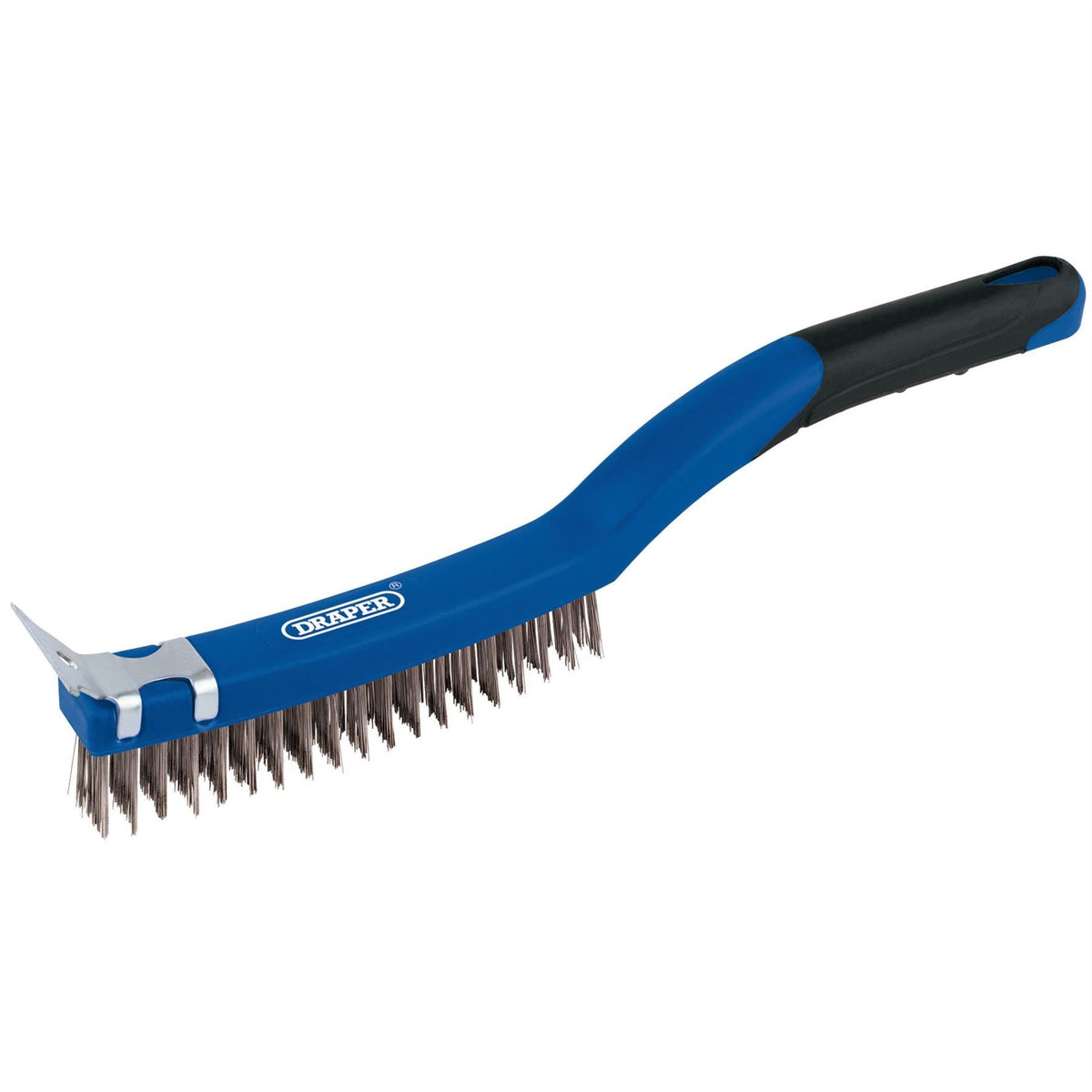 Draper 3 Row Stainless Steel Wire Scratch Brush with Scraper 350mm 17180 White Rose Tools