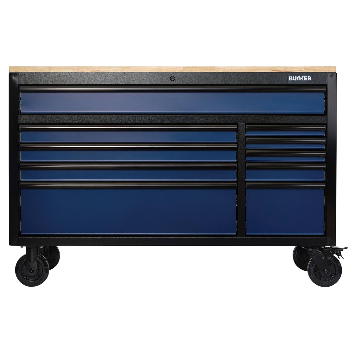 BUNKER 10 Drawer Workbench Roller Tool Cabinet 56" Blue 27223 White Rose Tools