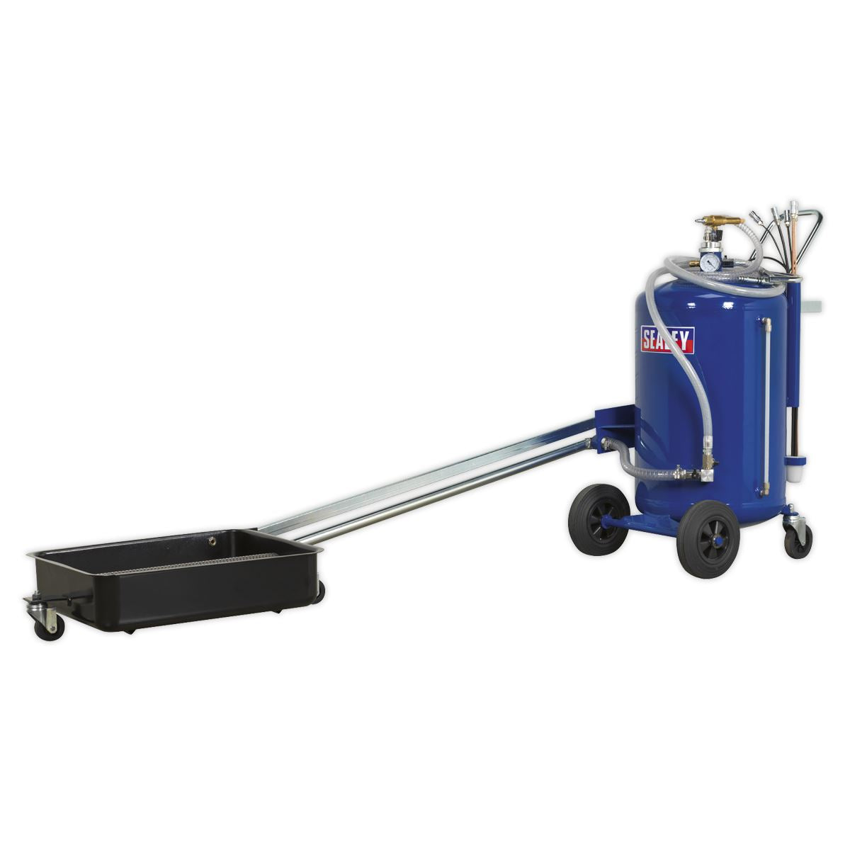 Sealey Mobile Oil Drainer with Probes 80L Cantilever Air Discharge