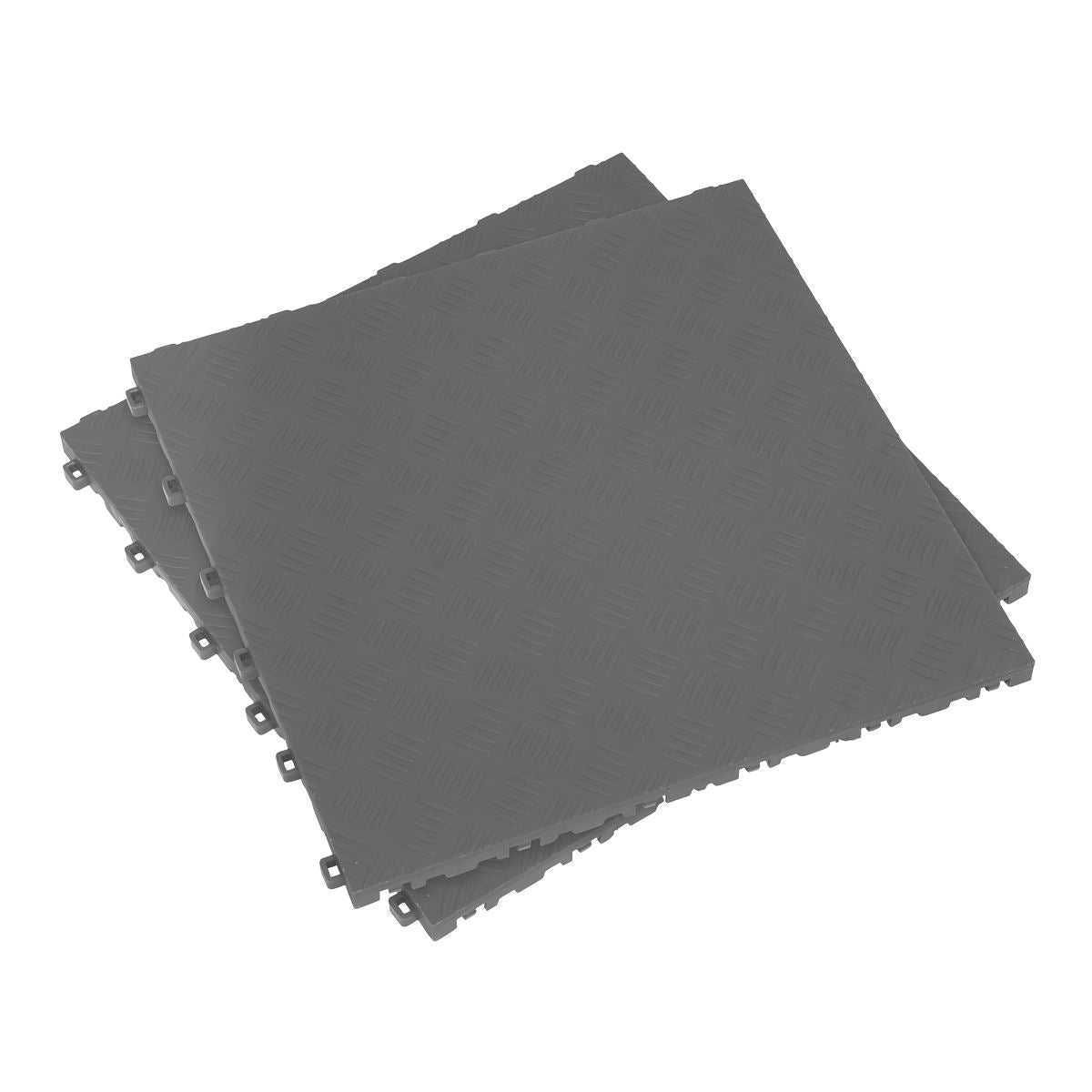 Sealey Polypropylene Floor Tile 400 x 400mm - Grey Treadplate - Pack of 9