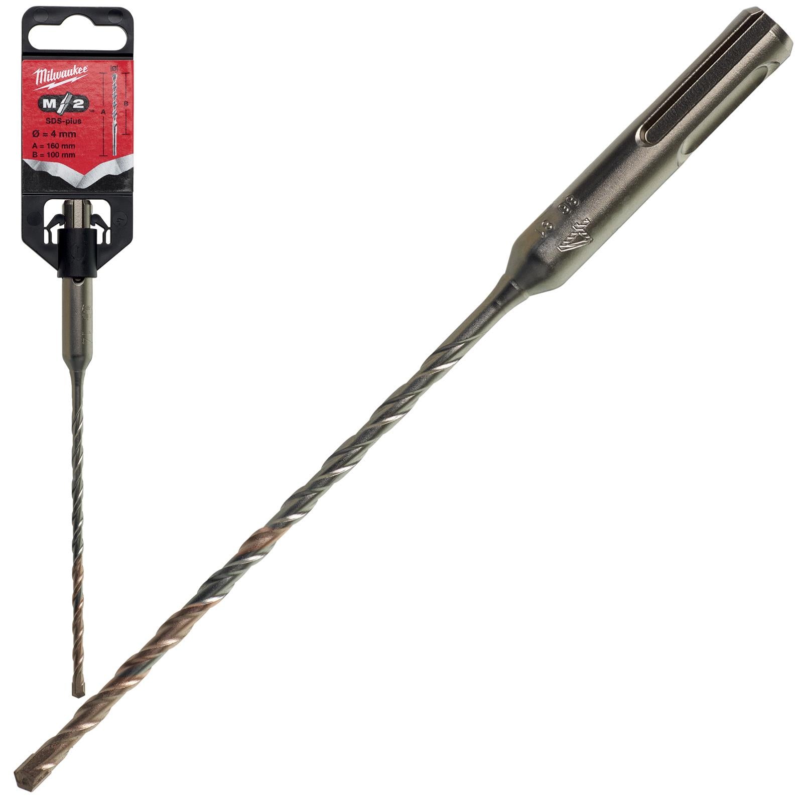 Milwaukee SDS Plus M2 Hammer Drill Bits 2 Cut 3-26 mm Diameter