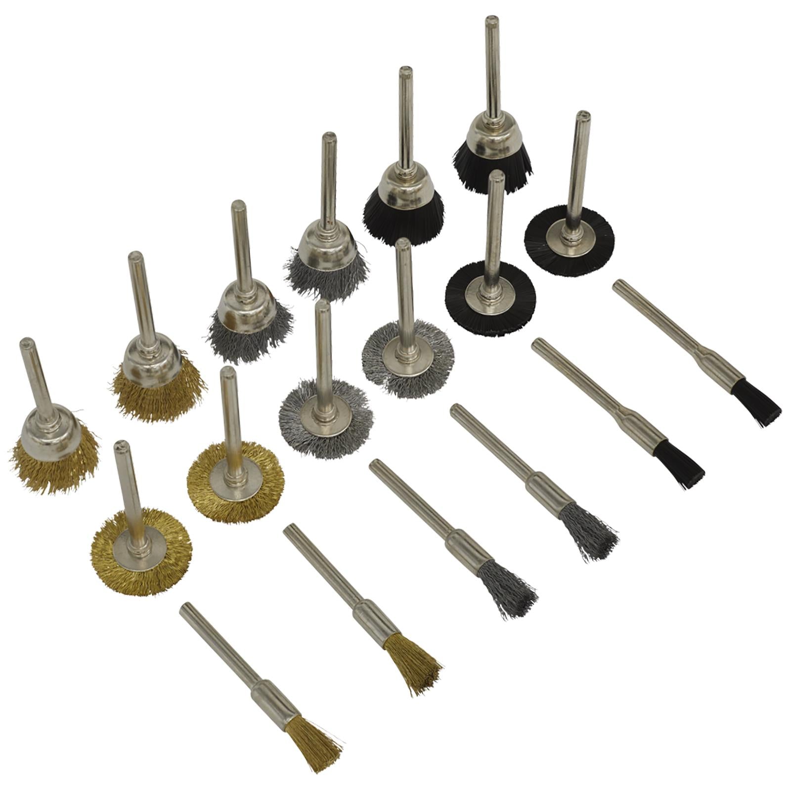 Sealey Rotary Tool Brush Set 18 Piece Brass Steel Wire Nylon Brushes