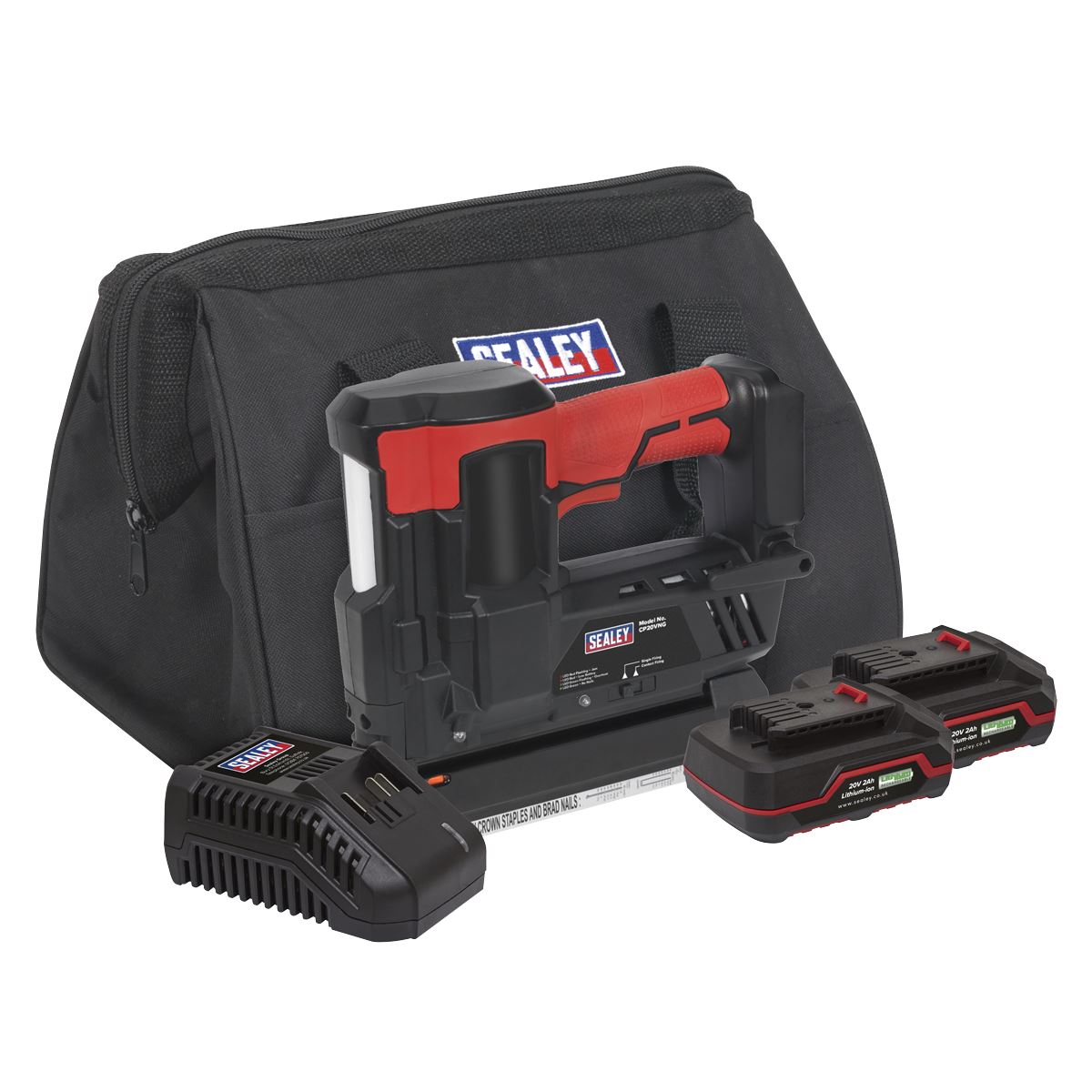 Sealey Cordless Staple/Nail Gun Kit 18G 20V SV20 Series - 2 Batteries