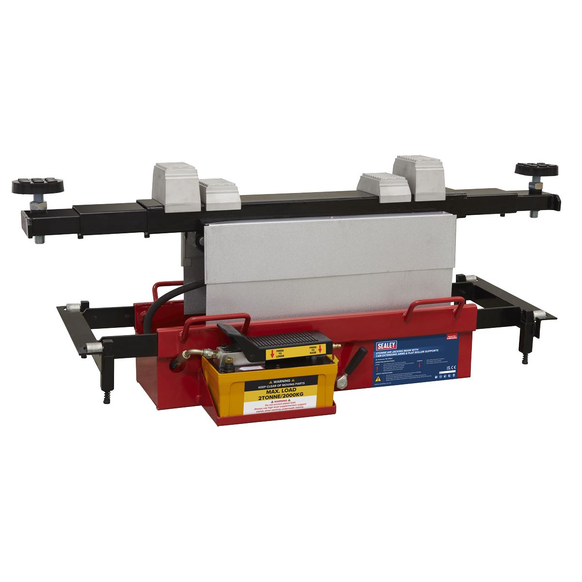 Sealey Air Jacking Beam 2 Tonne with Arm Extenders & Flat Roller Supports