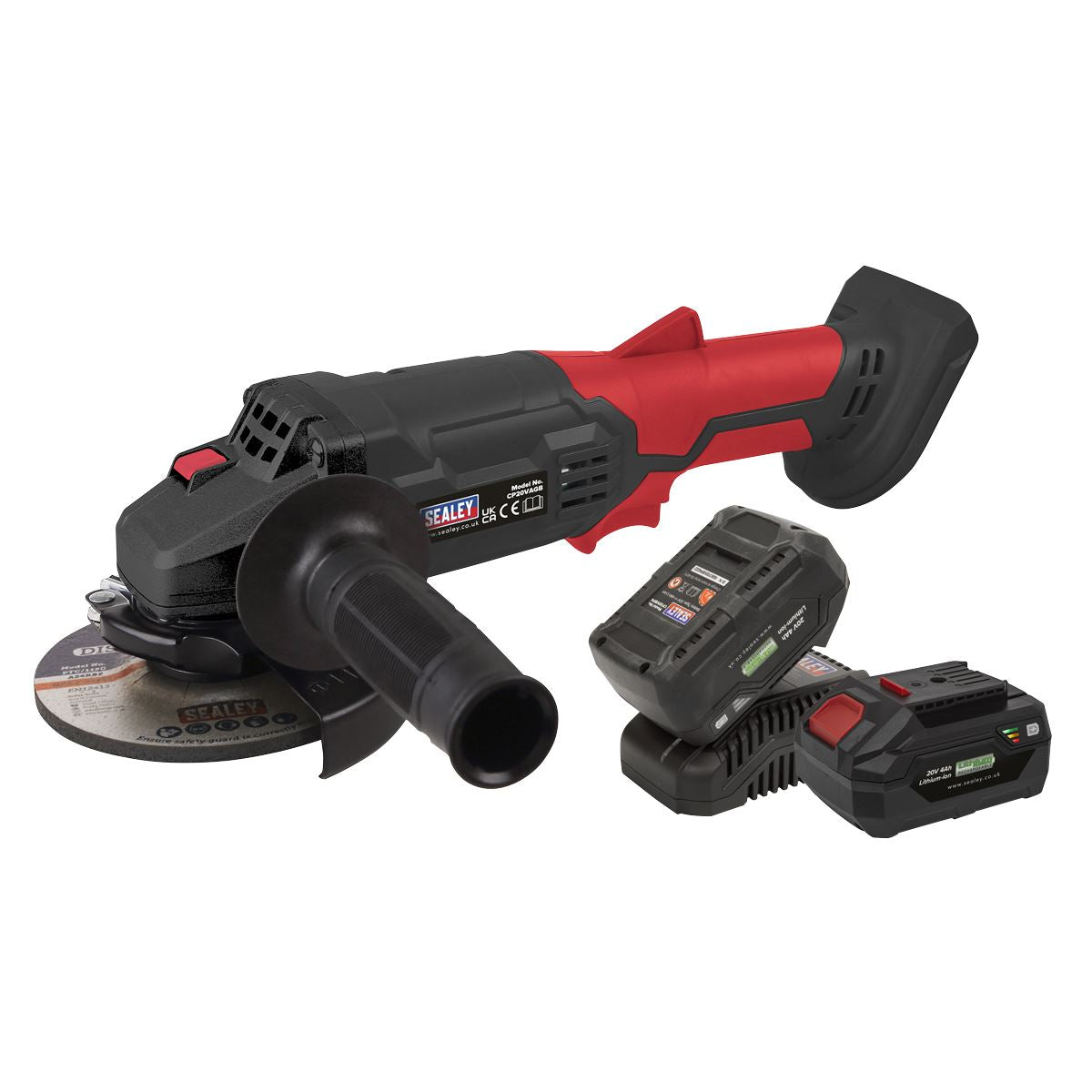 Sealey Cordless Angle Grinder Kit Ø115mm 20V 4Ah SV20 Series - 2 Batteries