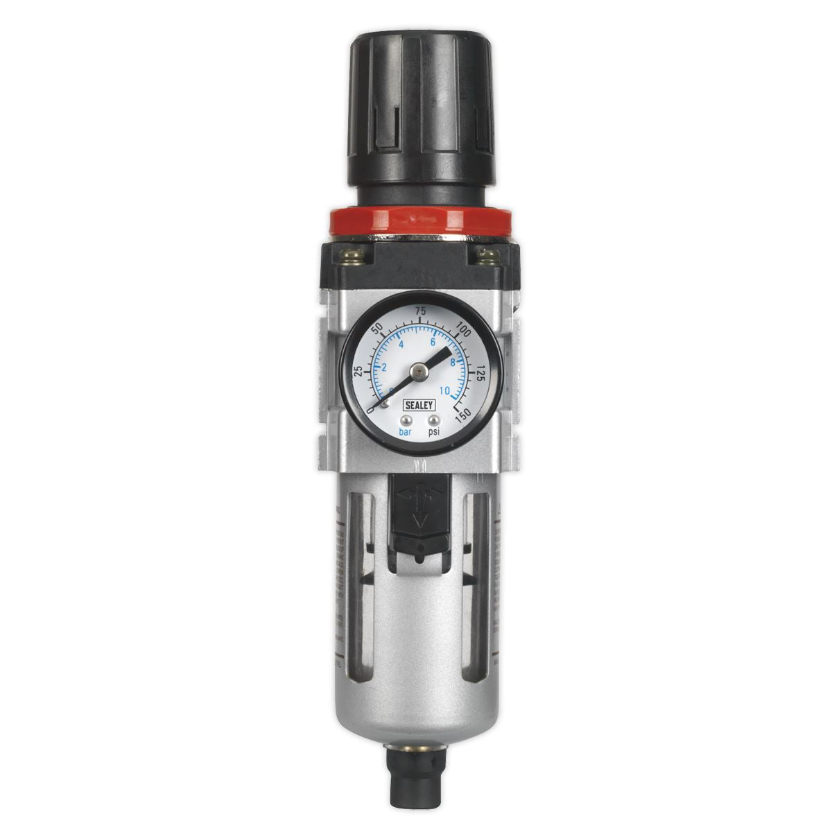 Sealey Air Filter Regulator With Gauge Workshop Air Pressure Drain Tap 3/8" BSP