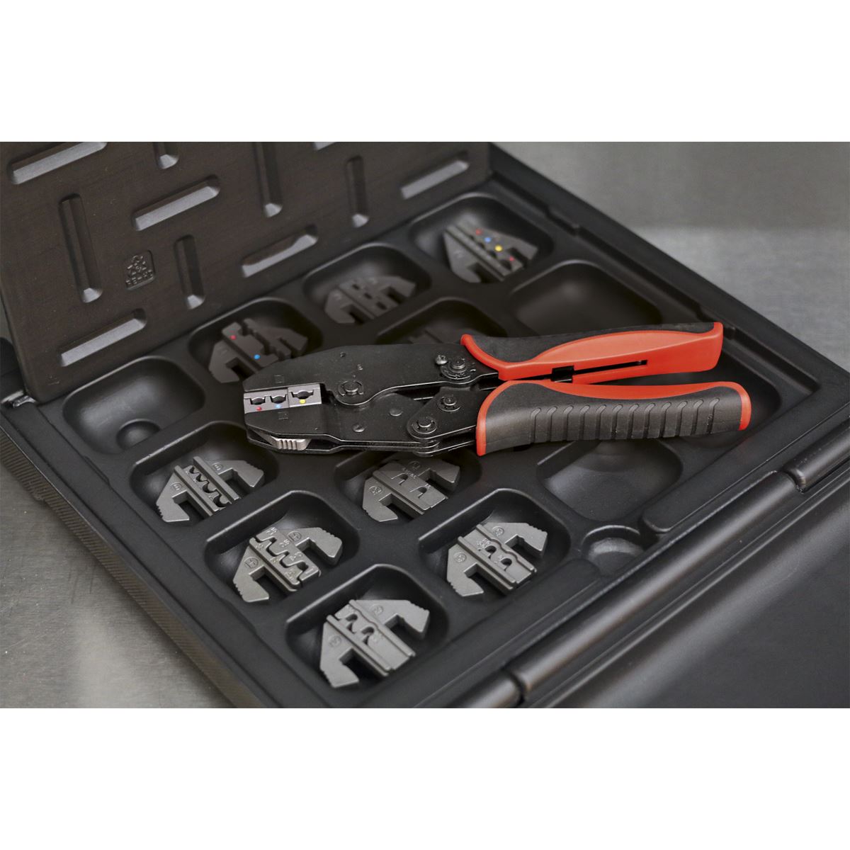 Sealey Ratchet Crimping Tool with Jaws and Storage Case