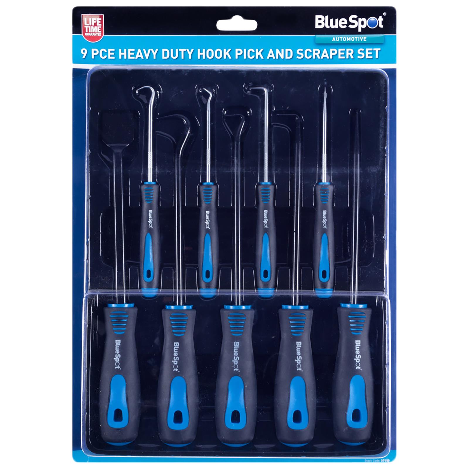 BlueSpot Hook Pick and Scraper Set Heavy Duty 9 Piece Soft Grip Handles