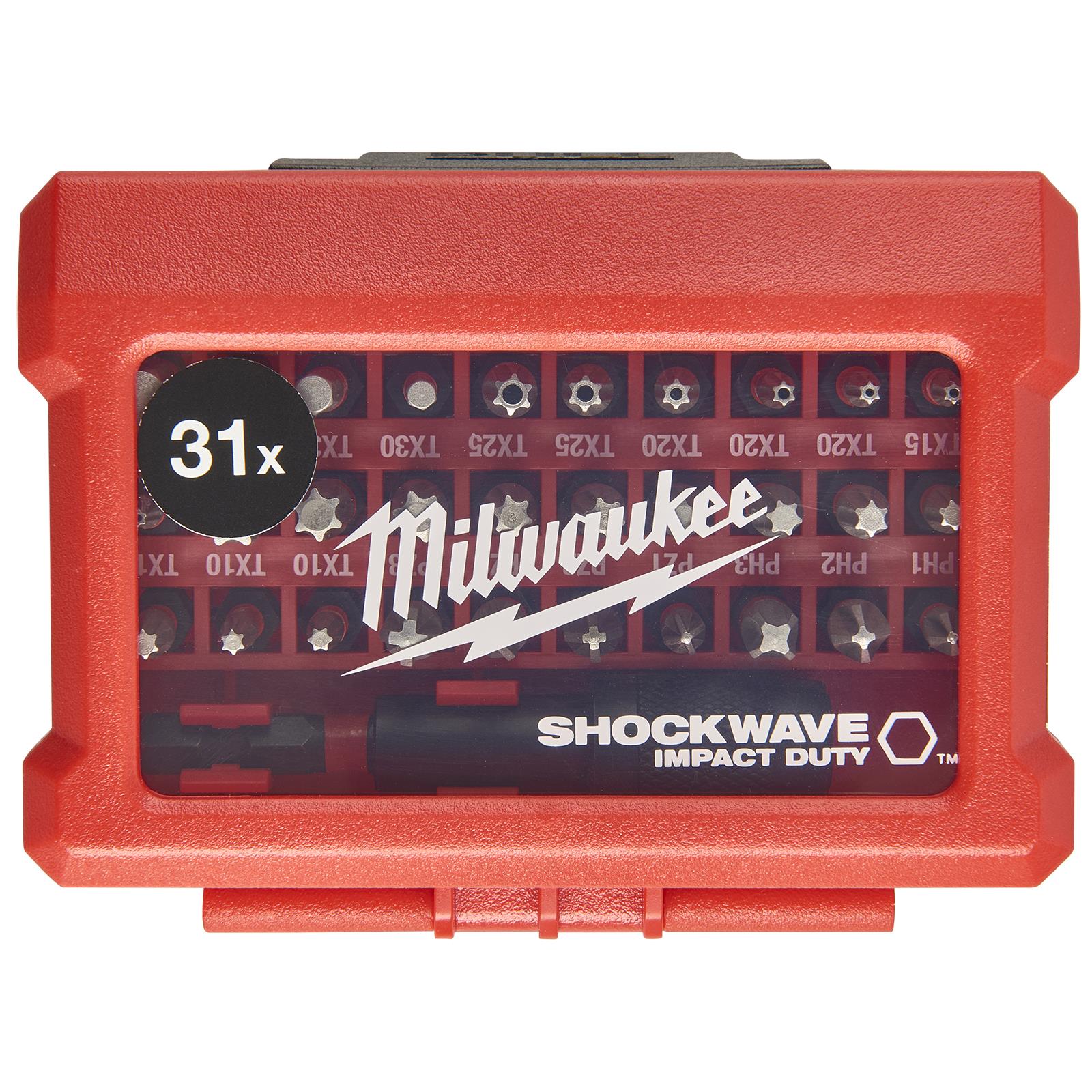 Milwaukee Impact Screwdriver Bit Set 31 Piece SHOCKWAVE Impact Duty in Case