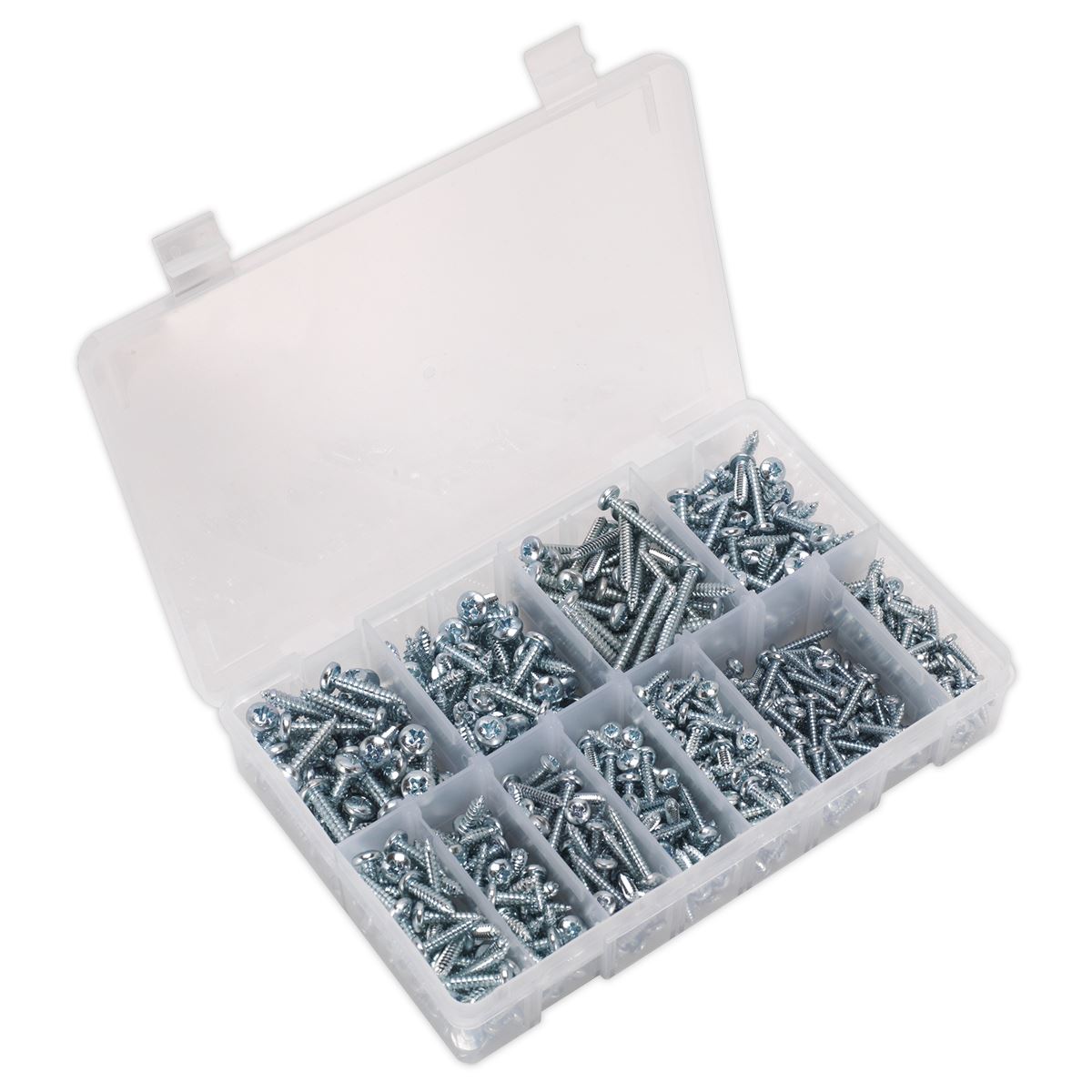 Sealey Self-Tapping Screw Assortment DIN 7981CZ 700pc Pan Head Pozi Zinc