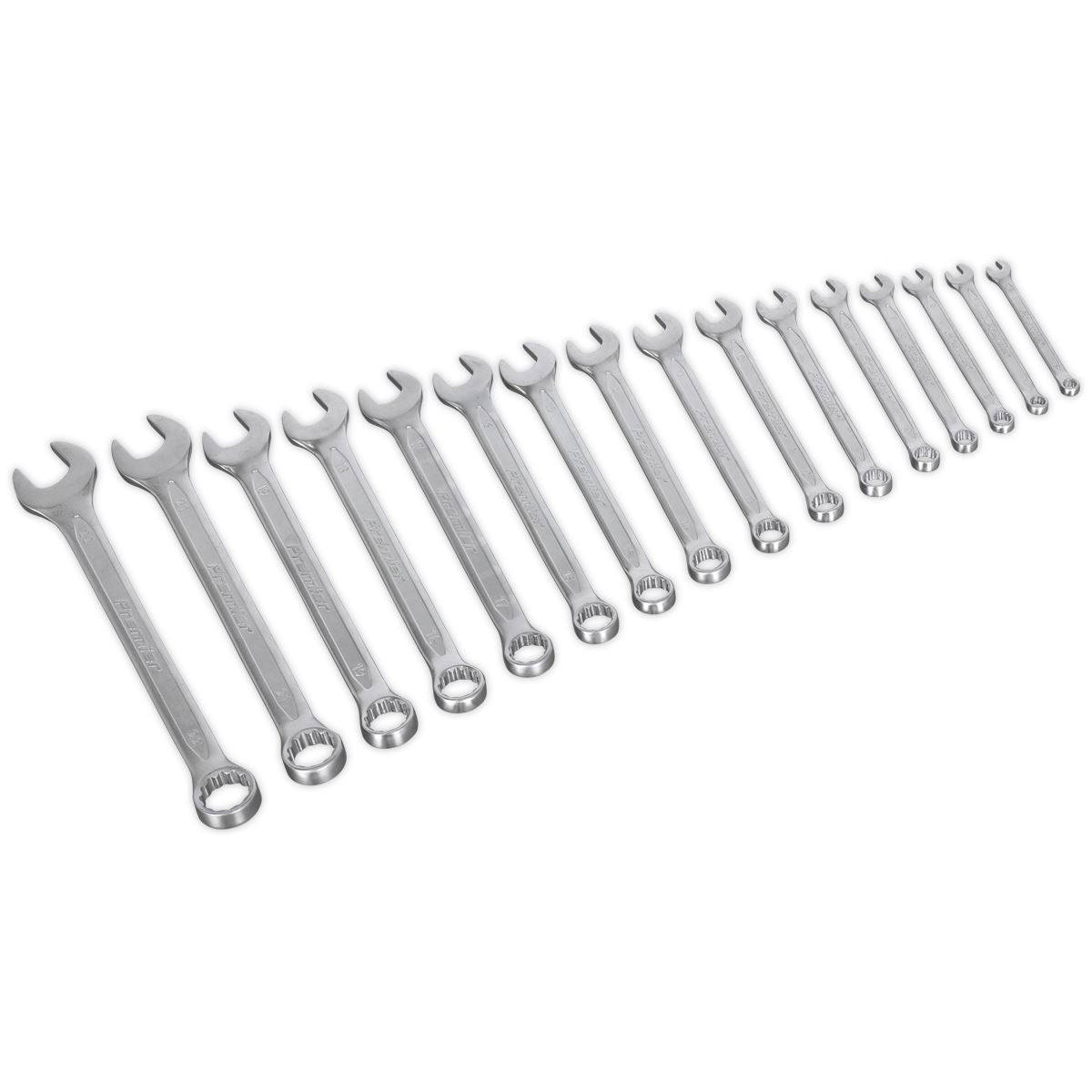 Sealey Premier 16 Piece Cold Stamped Combination Spanner Set Metric 6-22mm