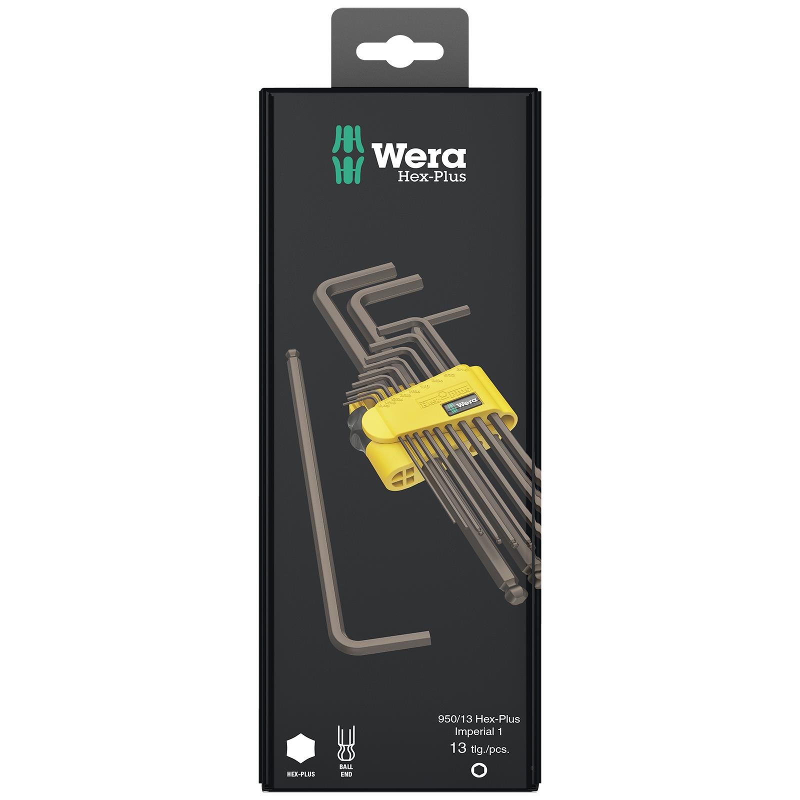 Wera Hex Plus Imperial 1 SB L Key Set BlackLaser 13 Piece 1/4"-3/8