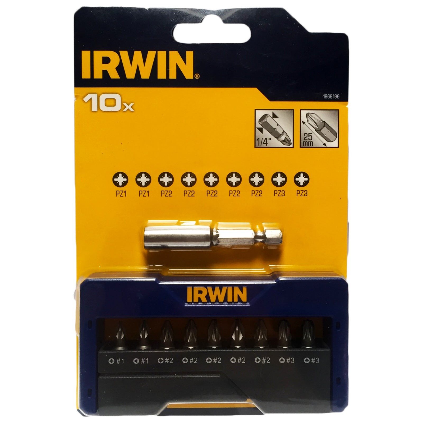 Irwin 10 Piece Pozi Screwdriver Bits and Holder Set