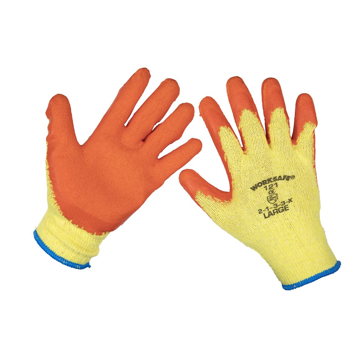 Worksafe by Sealey Super Grip Knitted Gloves Latex Palm (Large) - Pack of 6 Pairs