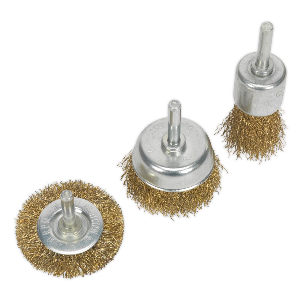 Sealey Crimped Wire Brush Set 3pc Brassed