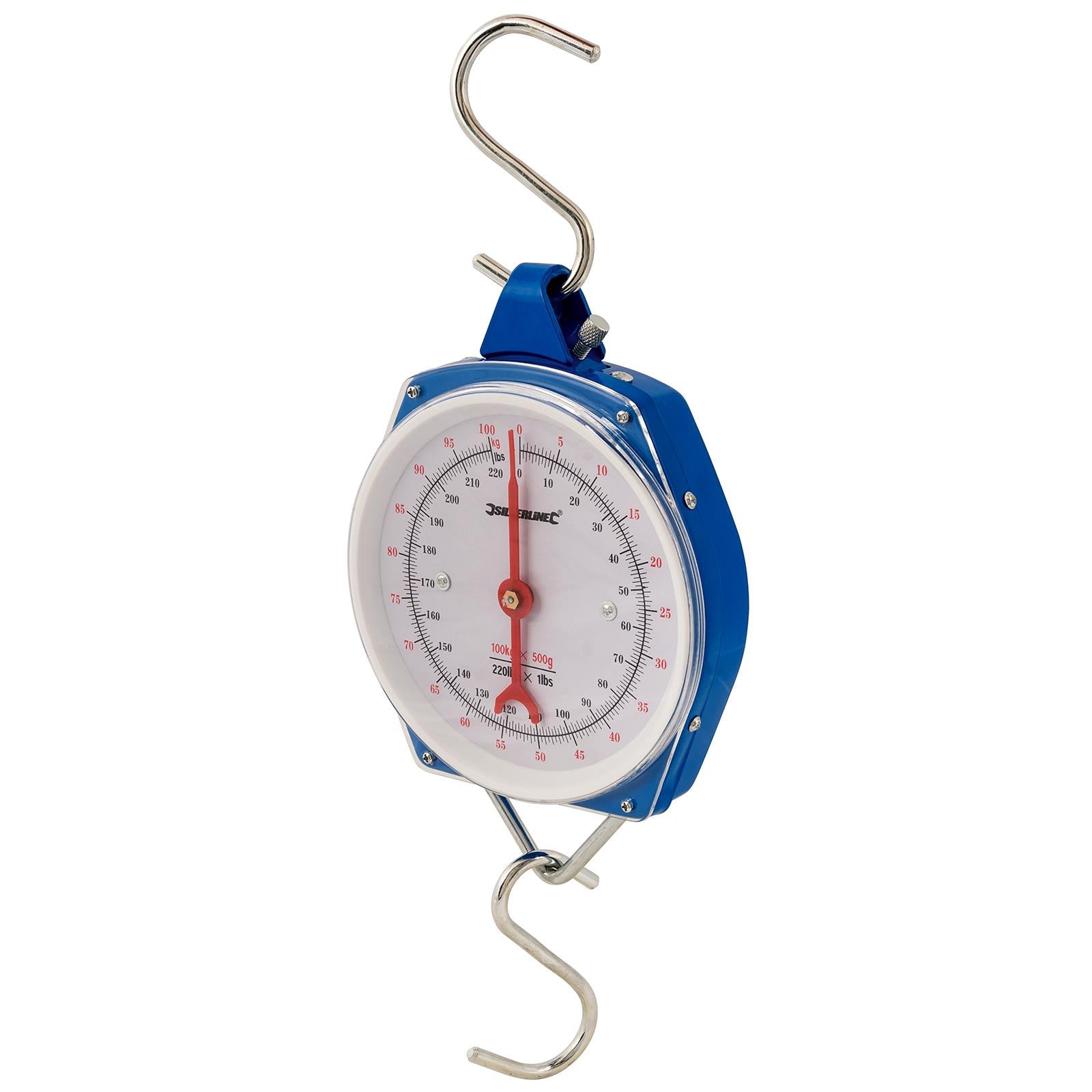 Silverline Hanging Scales Heavy Duty 100kg Metric and Imperial Rigid Hook Fishing