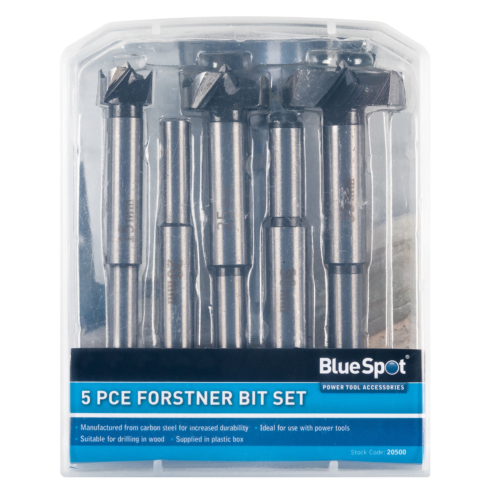 BlueSpot Forstner Wood Drill Bit Set 5 Piece Metric 15-35mm