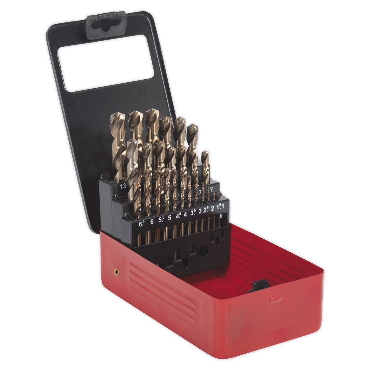 Sealey 25 Piece HSS Cobalt Split Point Fully Ground Drill Bit Set - Metric