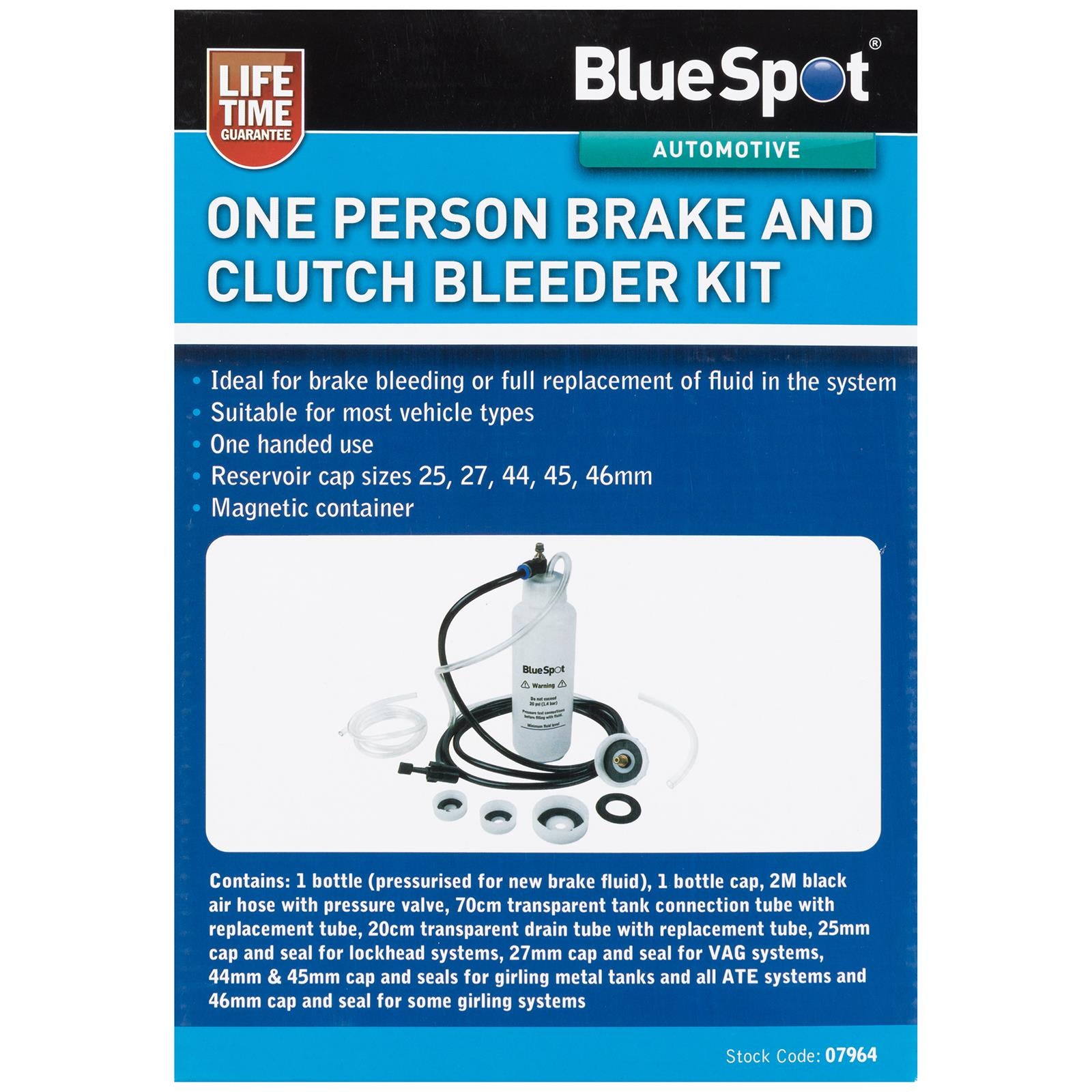 BlueSpot Brake and Clutch Bleeder Kit One Handed Operation 500ml