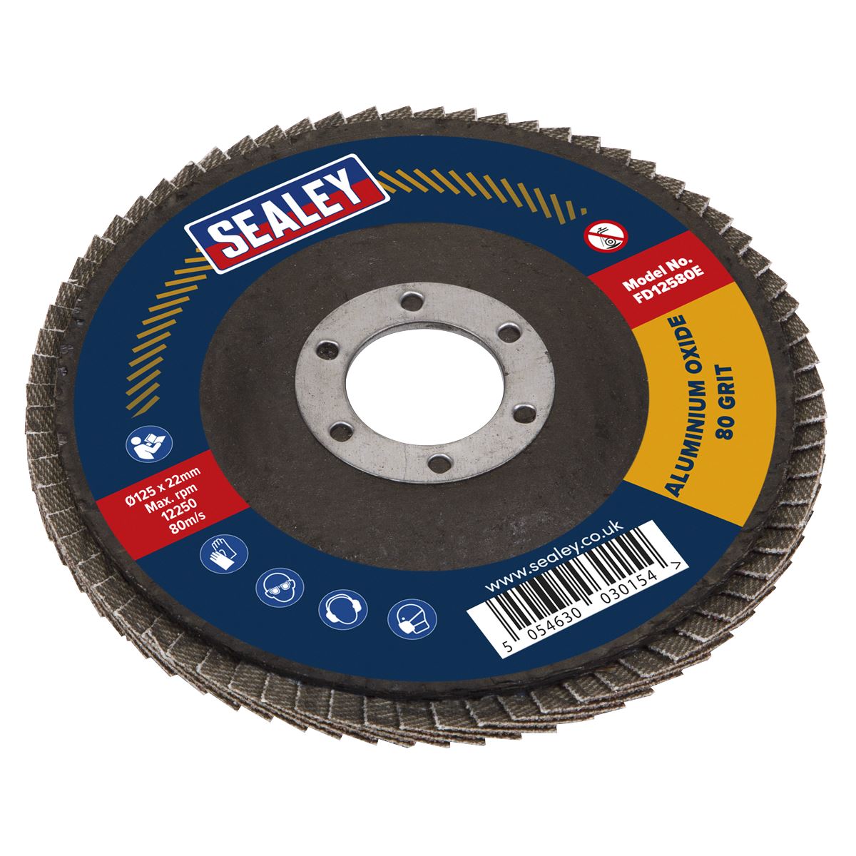 Sealey Flap Disc Aluminium Oxide Ø125mm Ø22mm Bore 80Grit