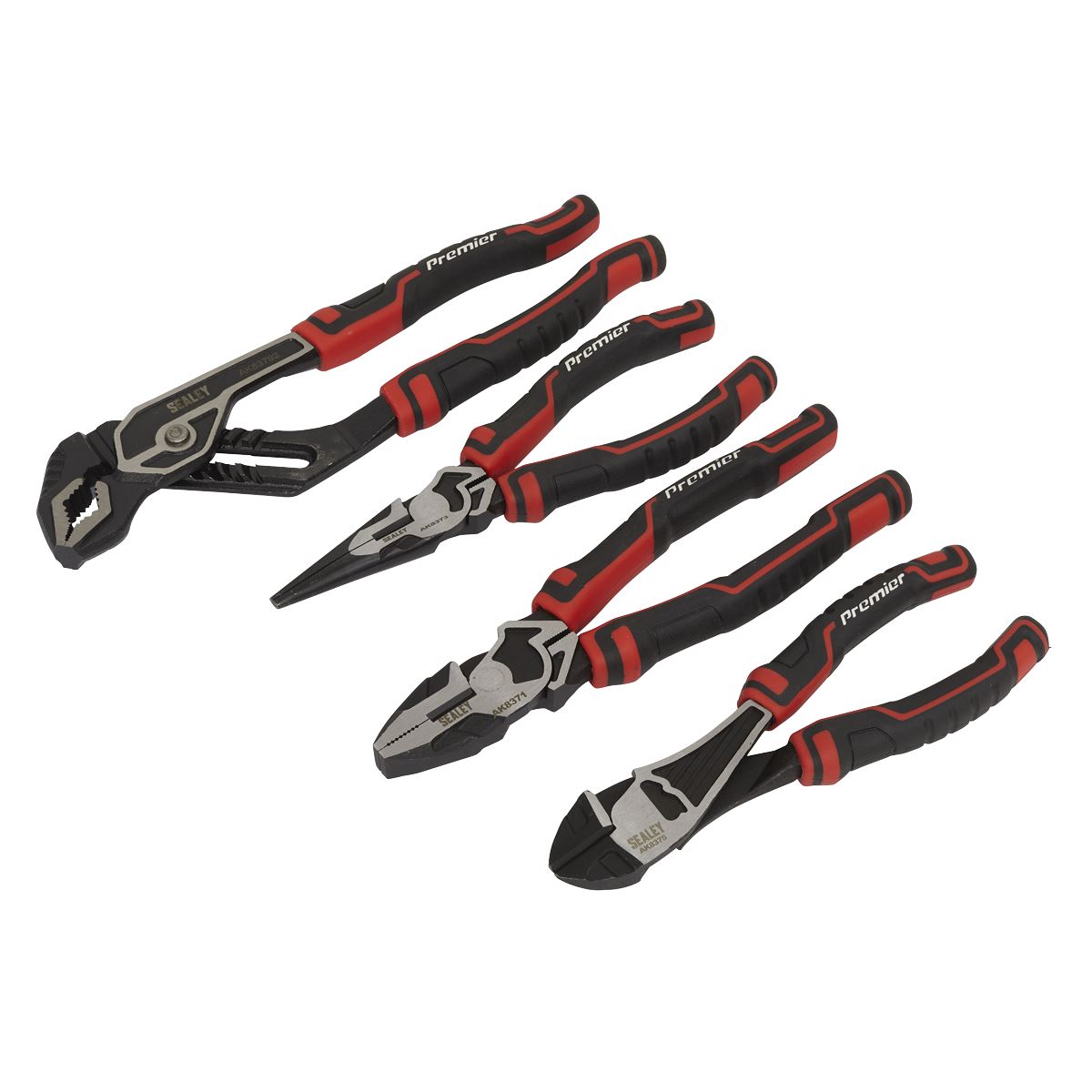 Sealey Pliers Set High Leverage 4 Piece Side Cutters Combination Long Nose Water Pump