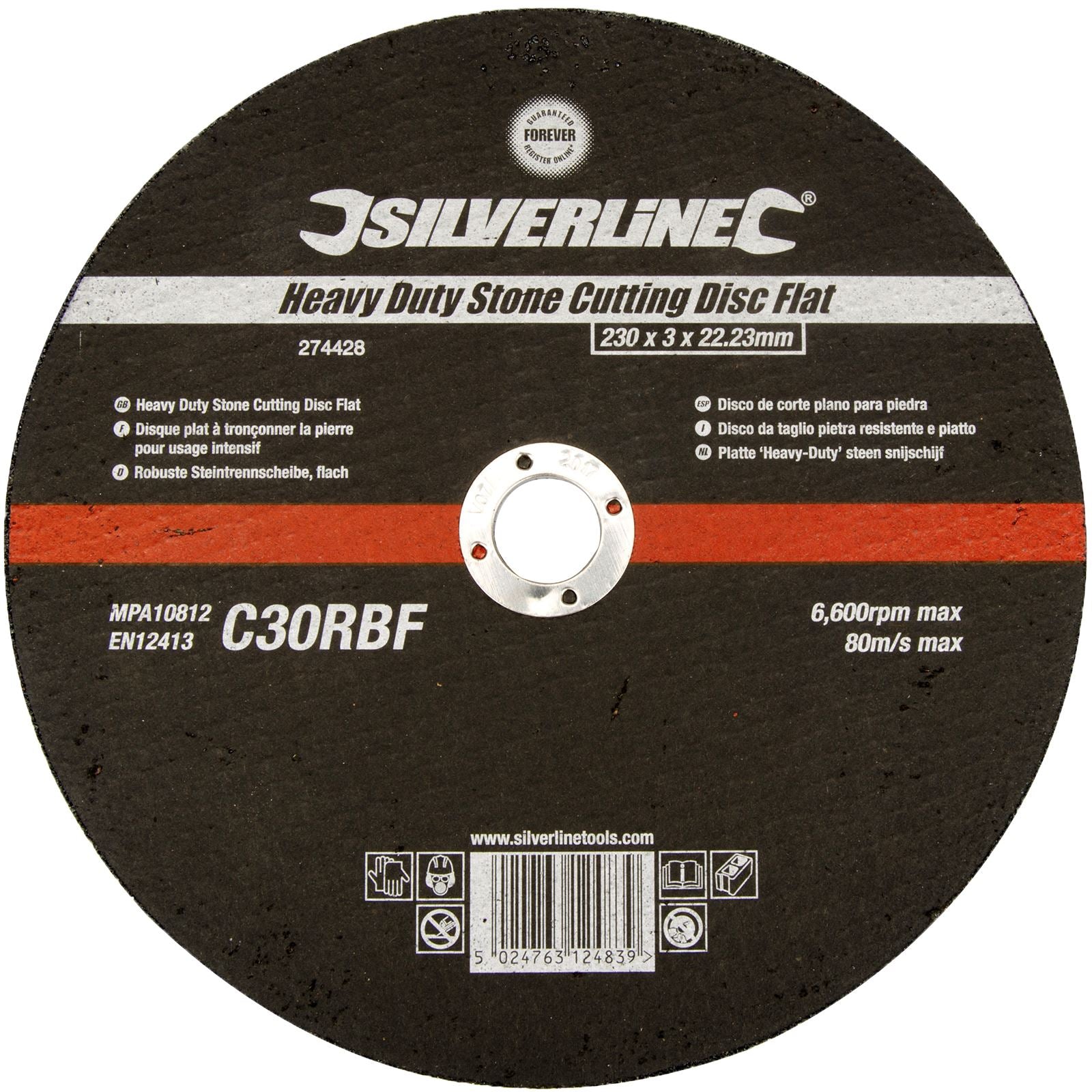 Silverline Heavy Duty Flat Stone Cutting Disc 230 x 3 x 22.23mm